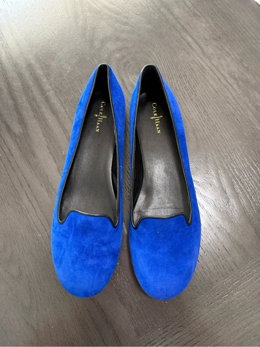 Cole Haan Blue Suede Smoking Flats Slip On Women’s Size‎ 10